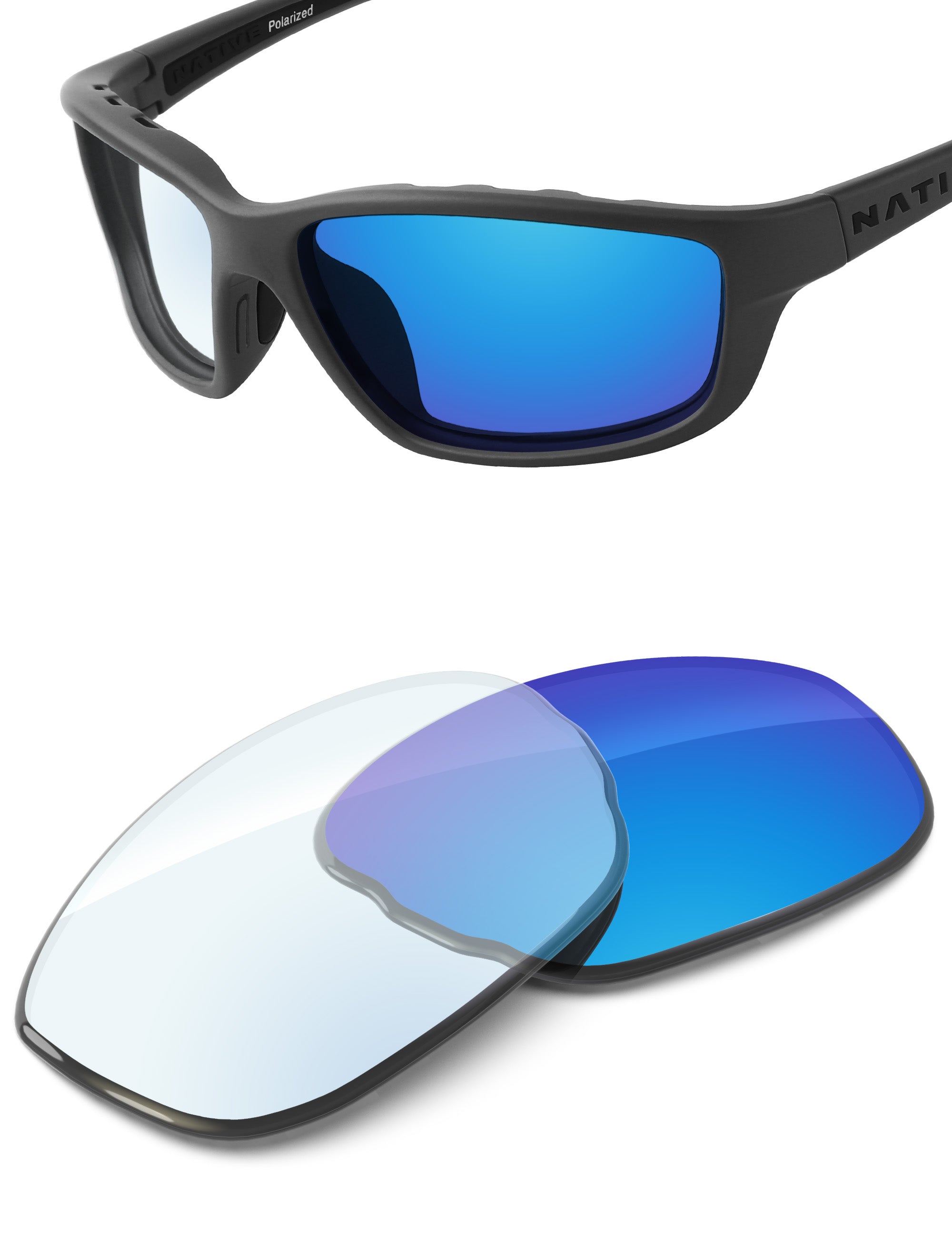 Sky Blue FlashMirror™ Photochromic-Non-Polarized
