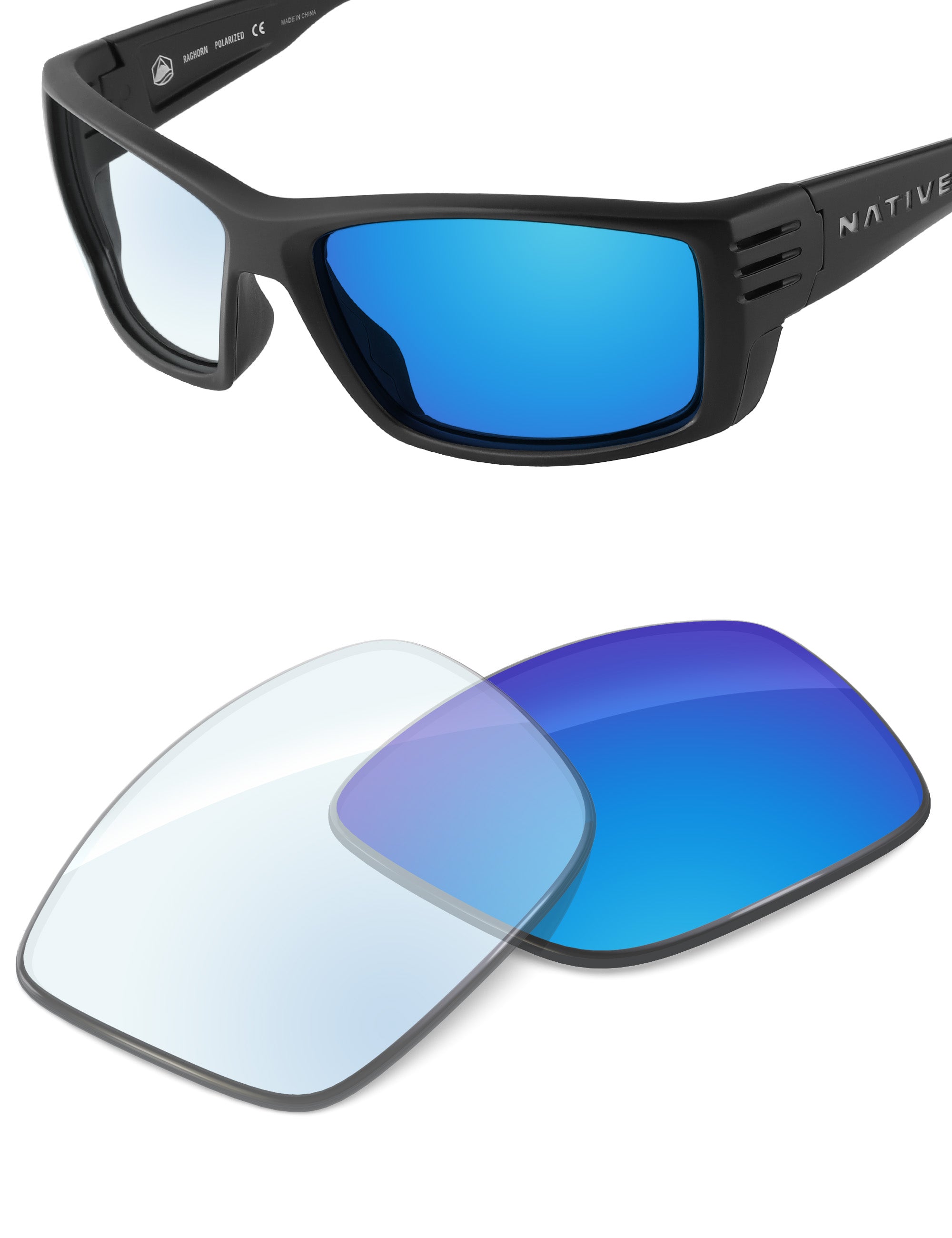 Sky Blue FlashMirror™ Photochromic-Non-Polarized