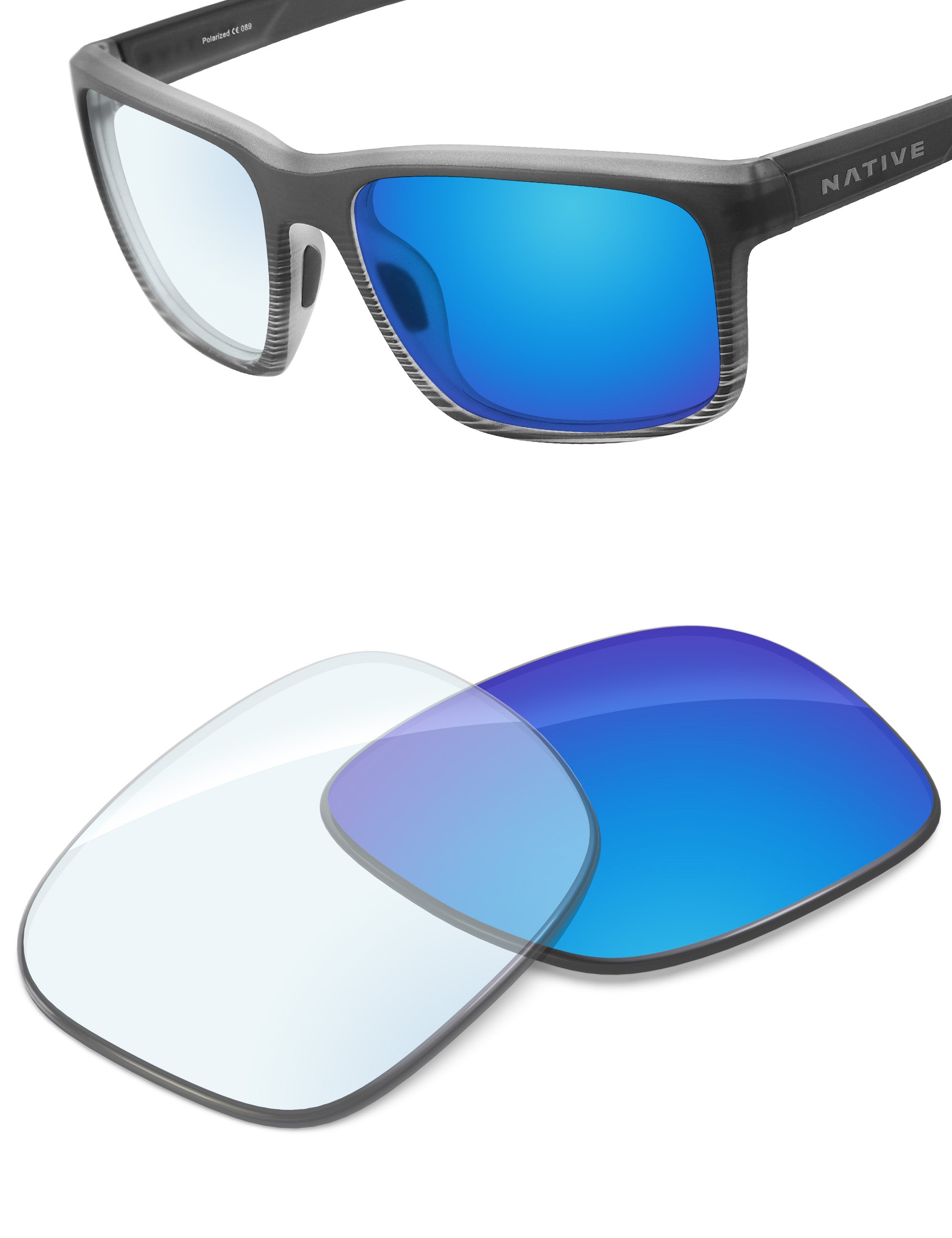 Sky Blue FlashMirror™ Photochromic-Non-Polarized