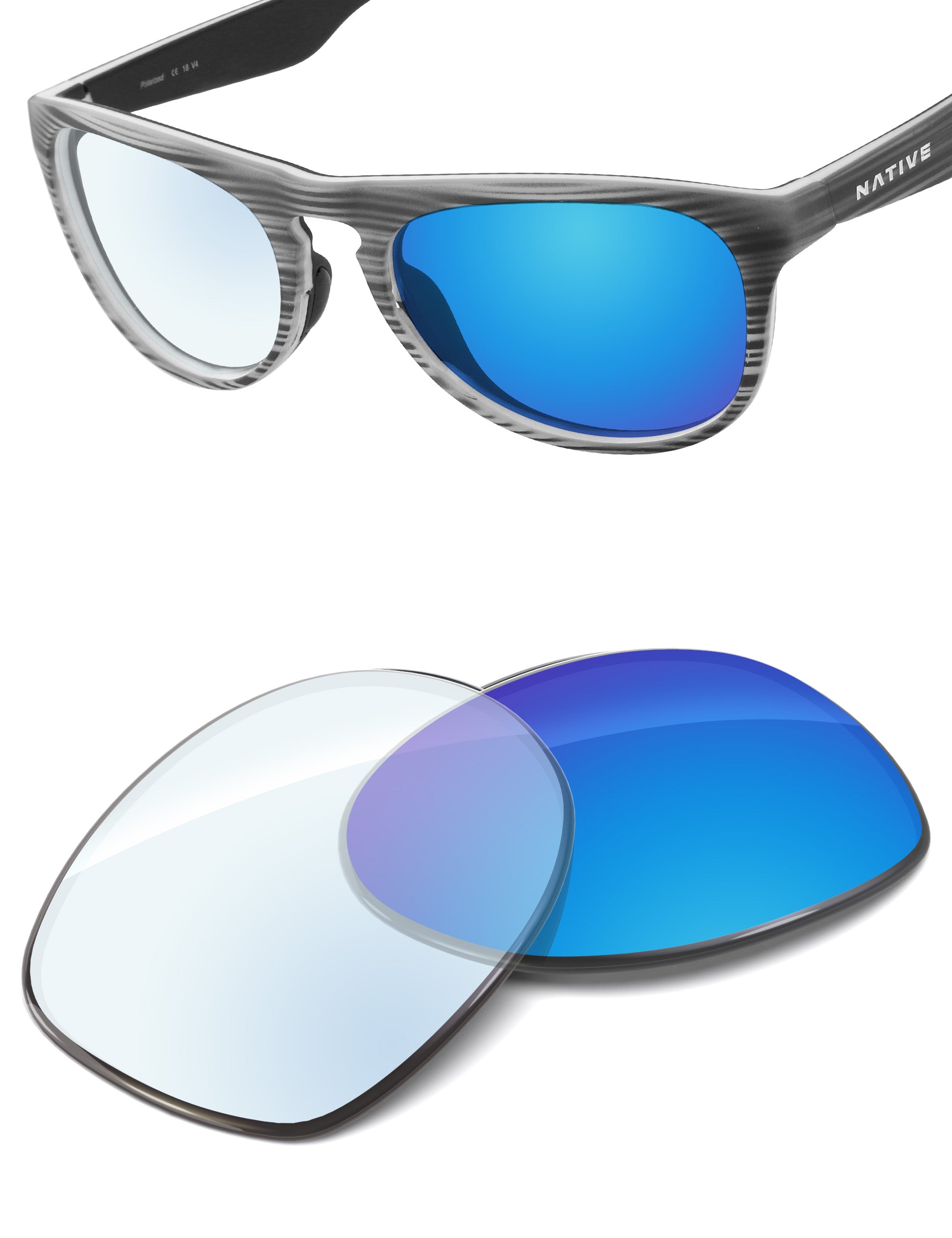Sky Blue FlashMirror™ Photochromic-Non-Polarized