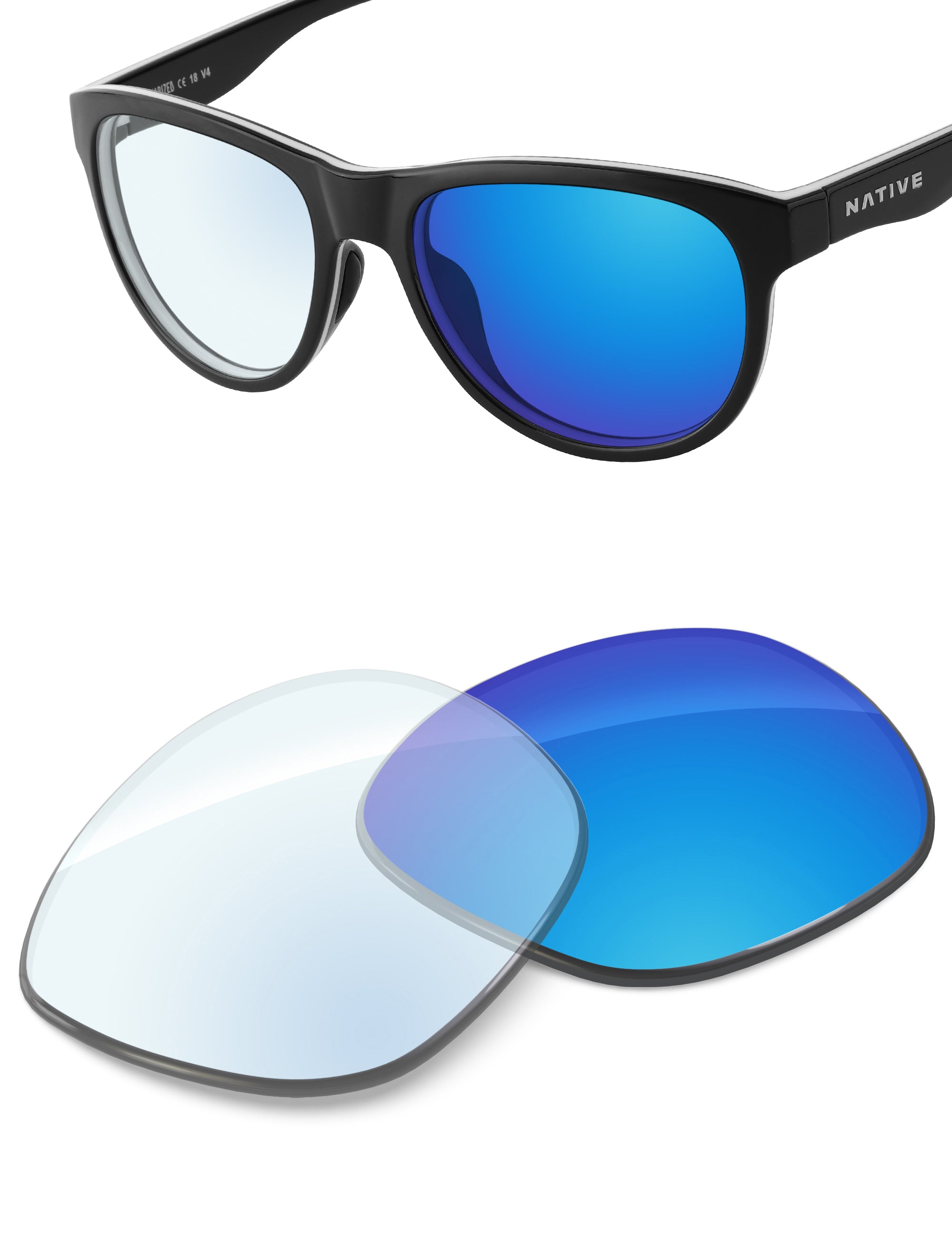 Sky Blue FlashMirror™ Photochromic-Non-Polarized