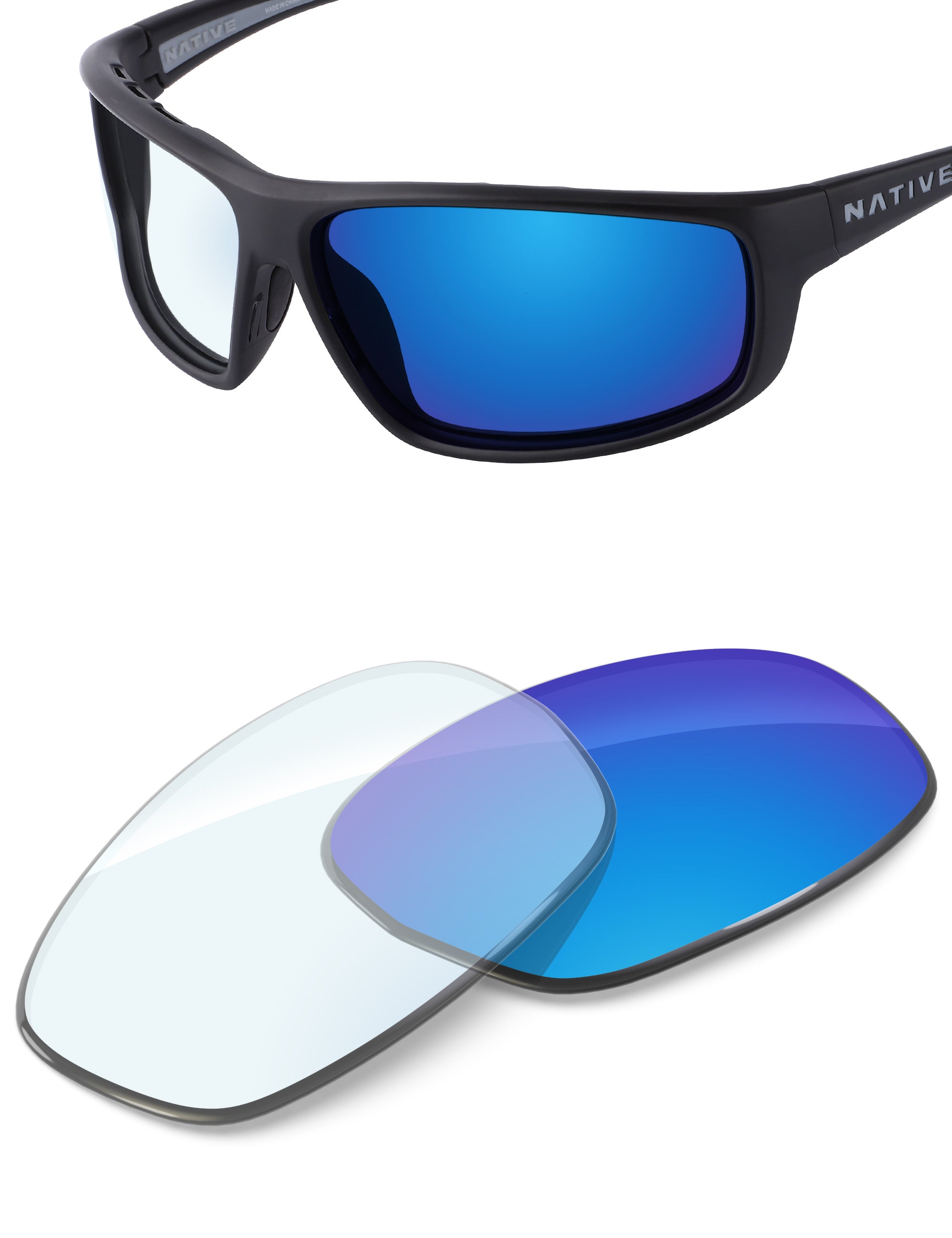 Sky Blue FlashMirror™ Photochromic-Non-Polarized