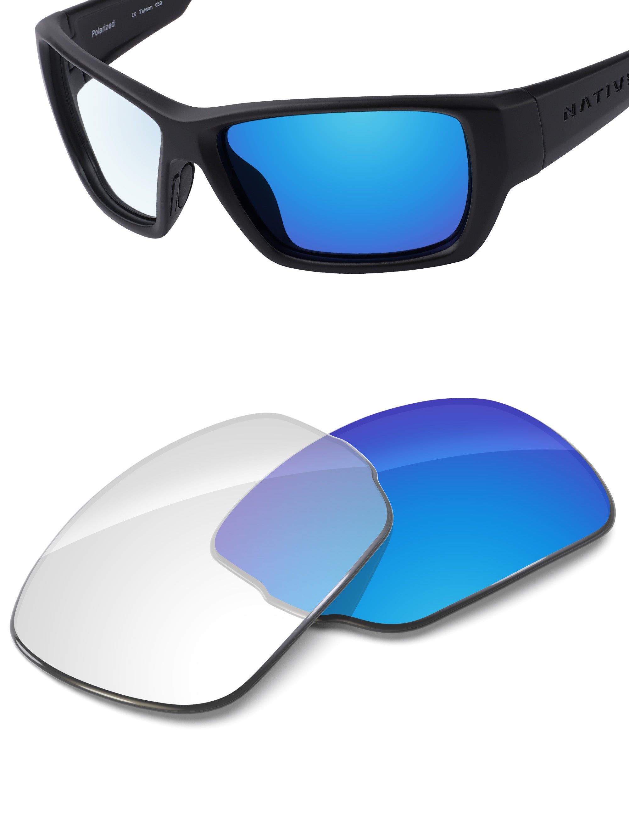 Sky Blue FlashMirror™ Photochromic-Non-Polarized
