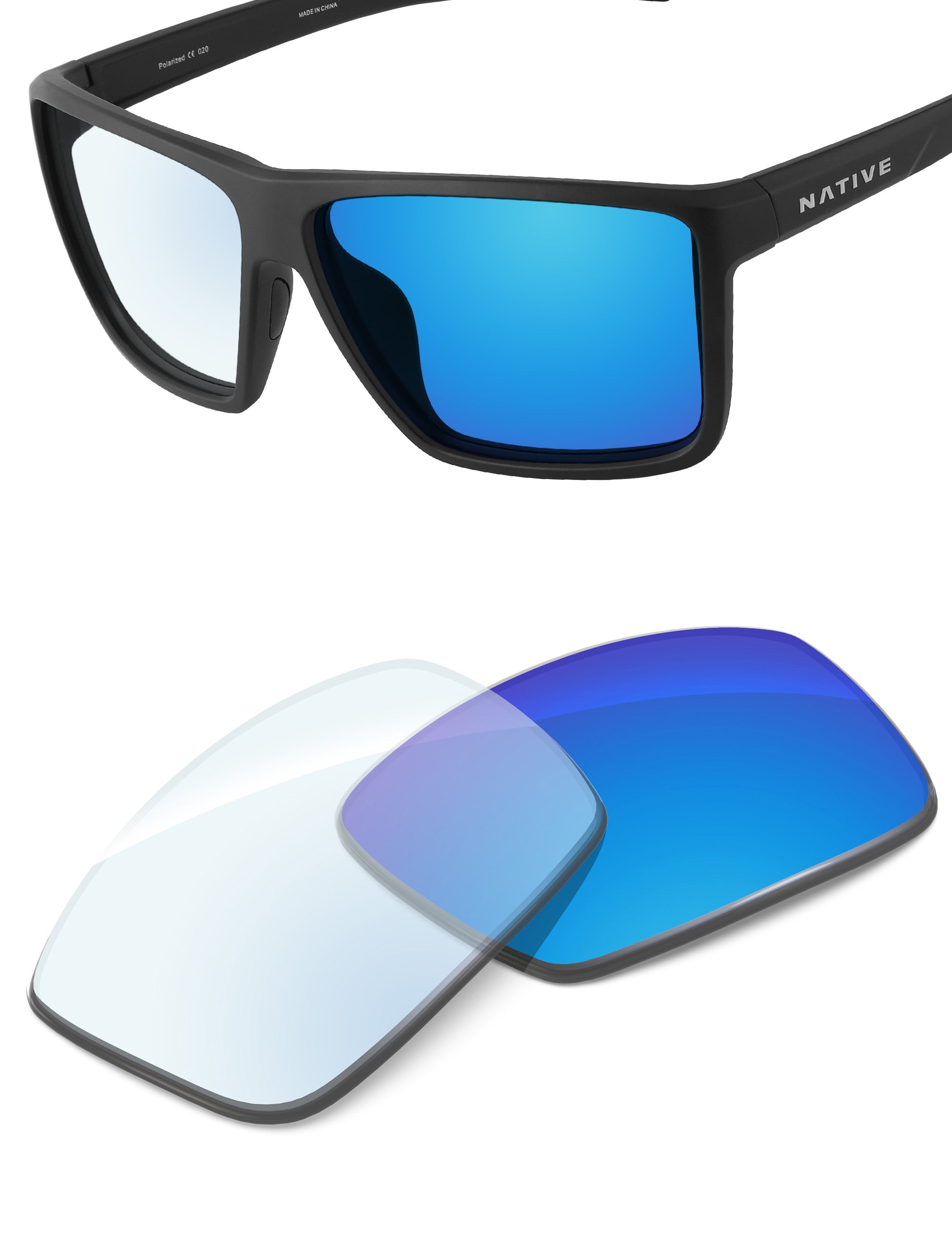 Sky Blue FlashMirror™ Photochromic-Non-Polarized