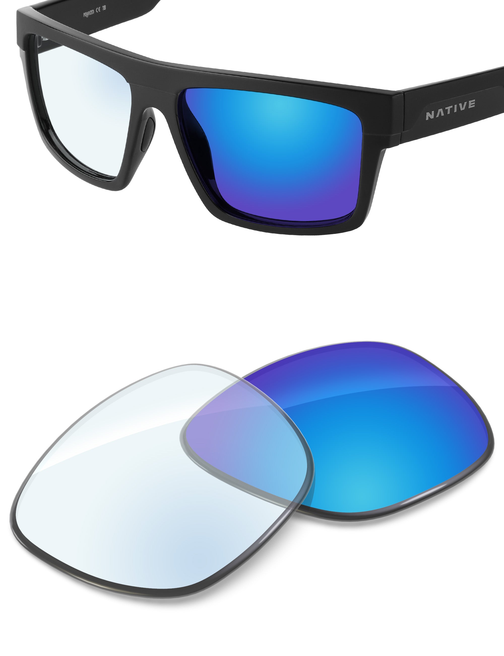 Sky Blue FlashMirror™ Photochromic-Non-Polarized