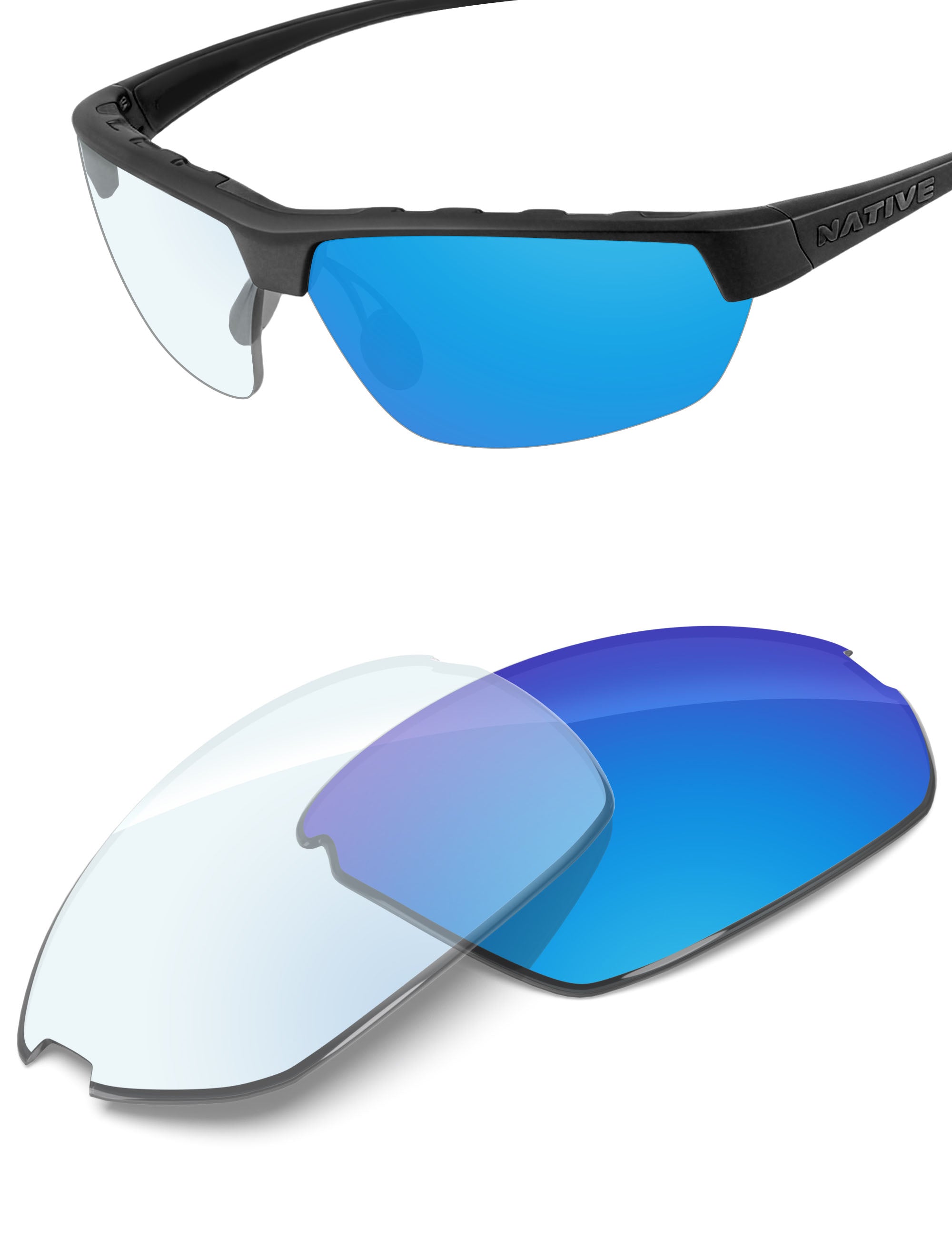 Sky Blue FlashMirror™ Photochromic-Non-Polarized