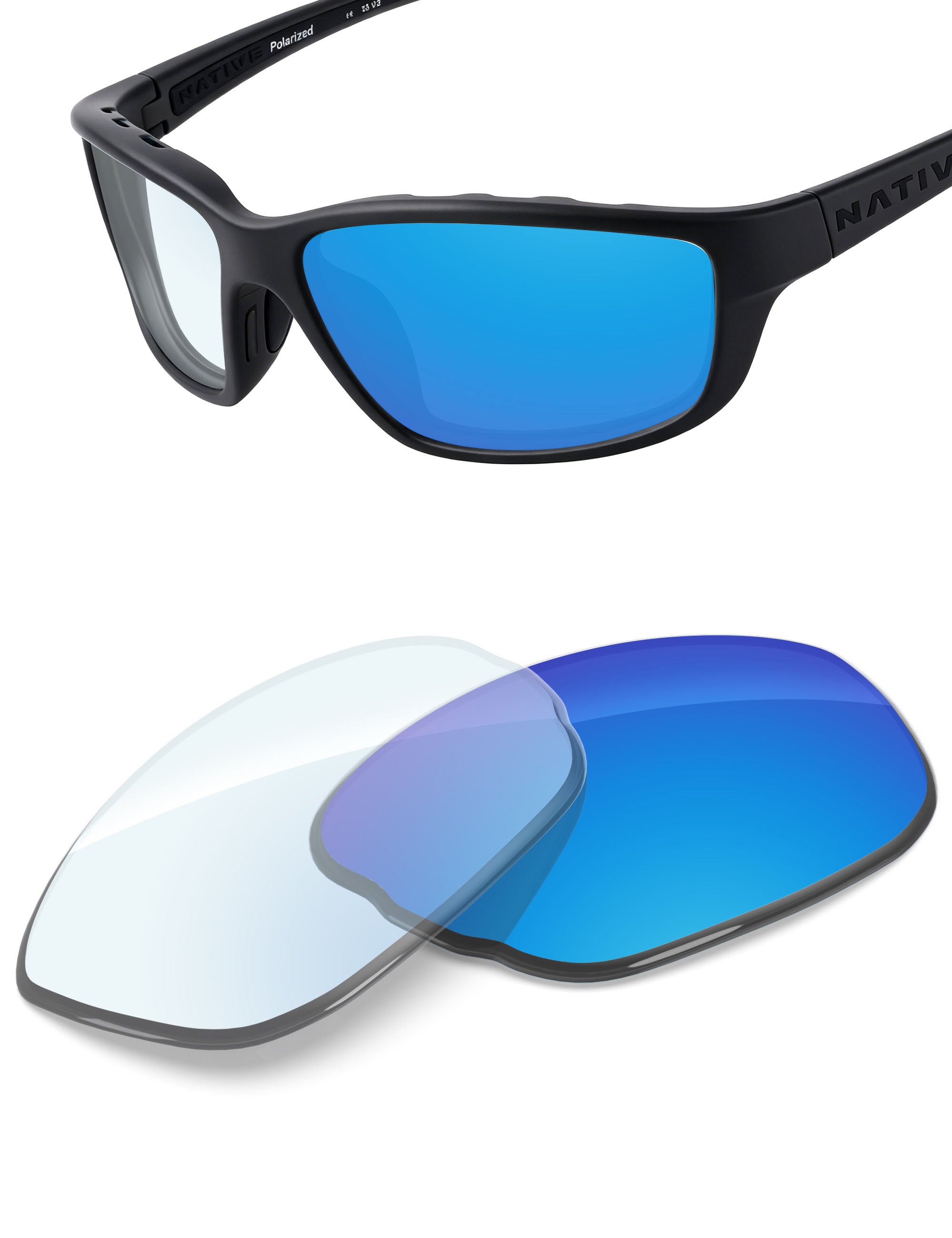 Sky Blue FlashMirror™ Photochromic-Non-Polarized
