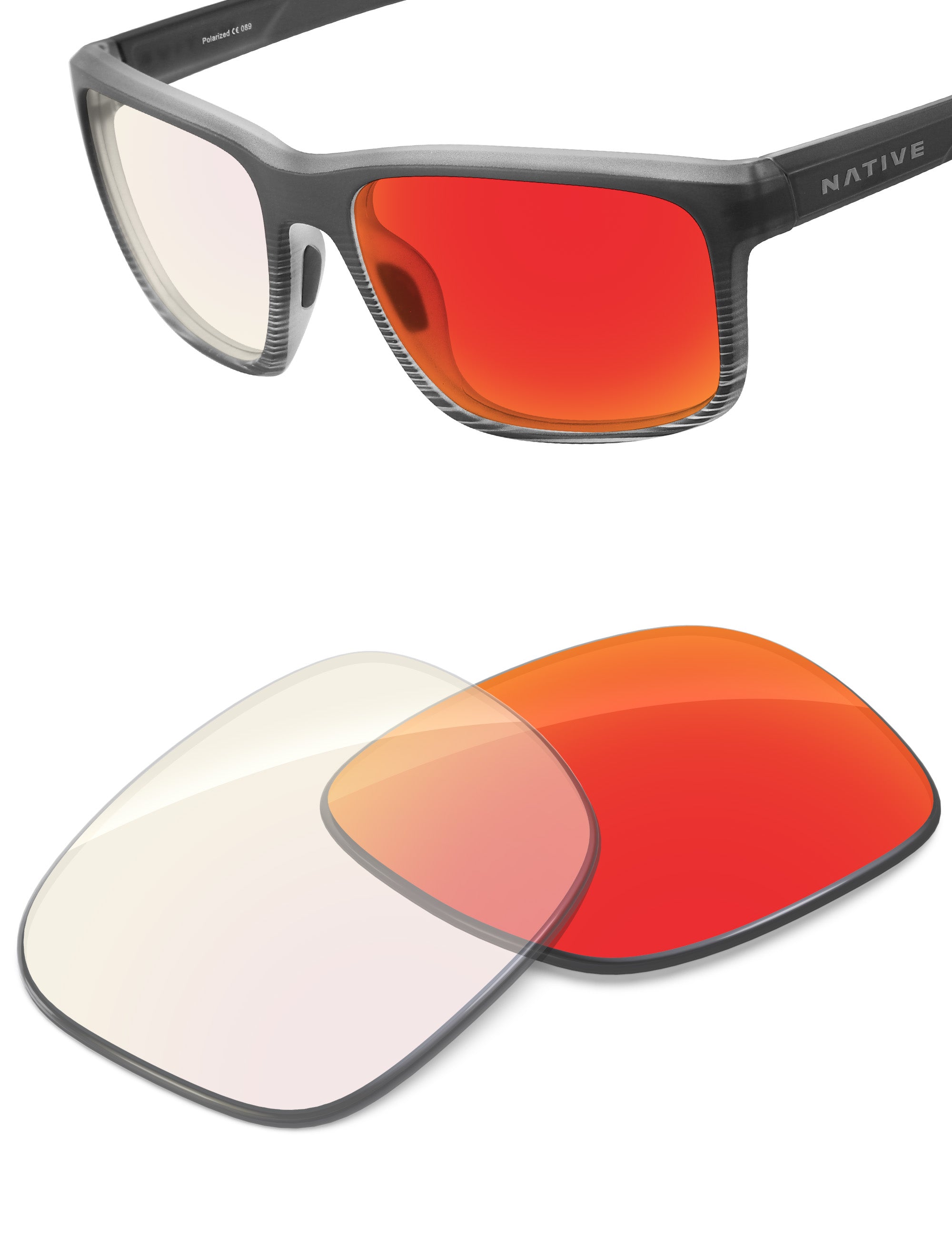 Fire Red FlashMirror™ Photochromic-Non-Polarized